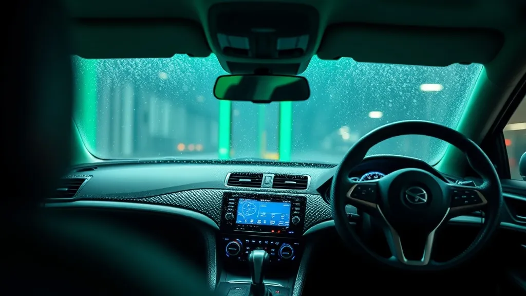 Close up of clean car interior surfaces, macro shot of dashb